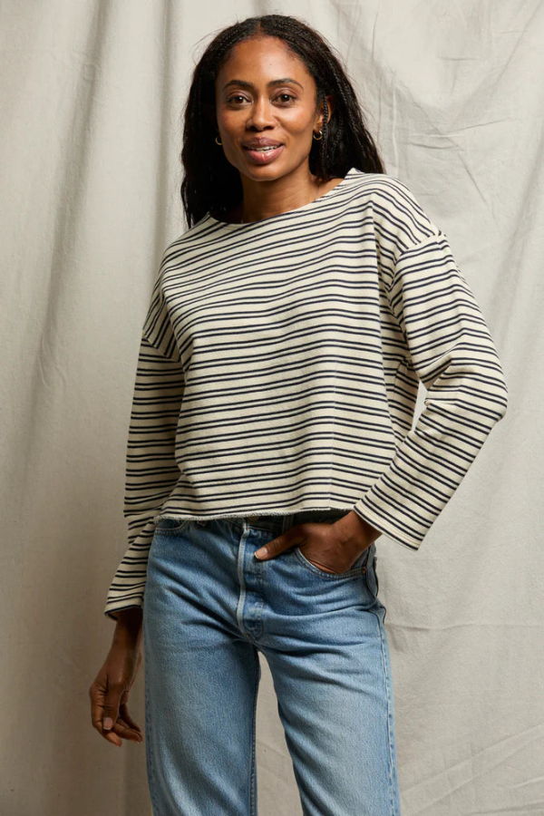 Perfect White Tee Briana Stripe Top - Navy Stripe