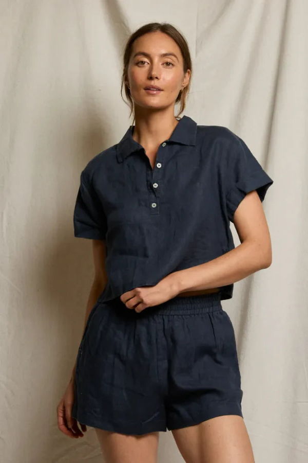 Perfect White Tee Tabitha Polo Tee - Navy