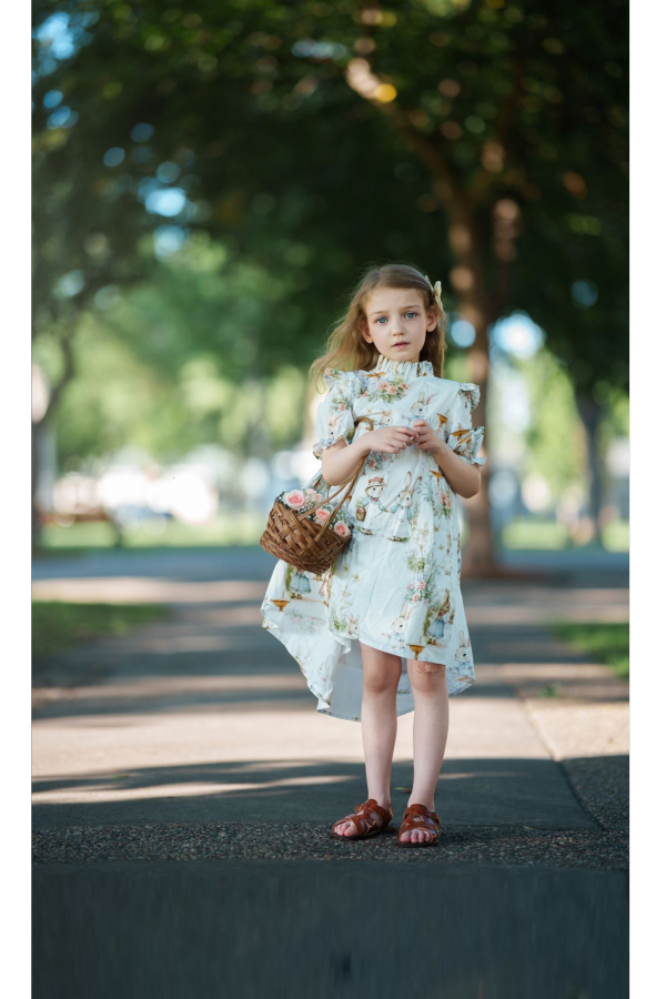 Kids Piper&Cloth Aoki Short Sleeve Dress - Bramble Rabbit