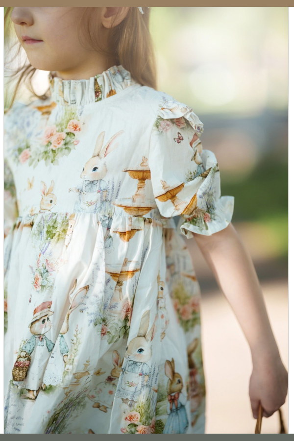 Kids Piper&Cloth Aoki Short Sleeve Dress - Bramble Rabbit