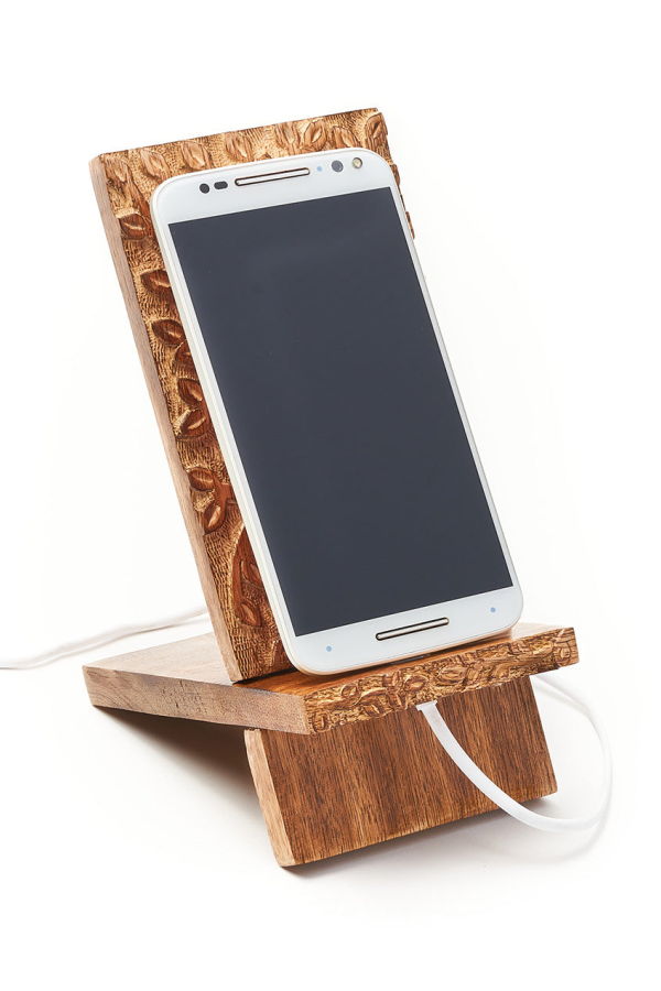 Matr Boomie Aranyani Tree of Life Phone Stand - Hand Carved Wood