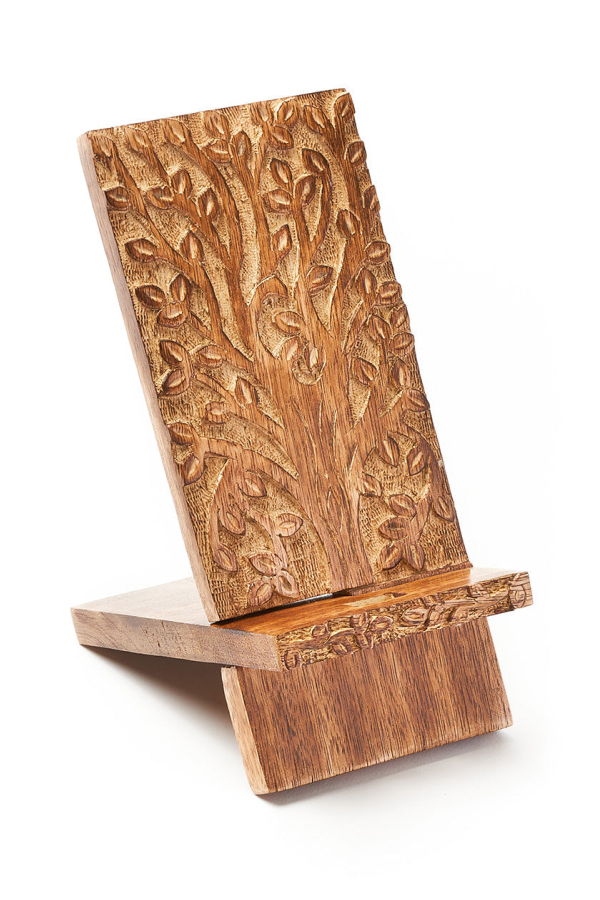 Matr Boomie Aranyani Tree of Life Phone Stand - Hand Carved Wood