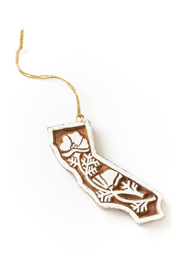 Matr Boomie California Poppy Ornament - Hand Carved State Flower