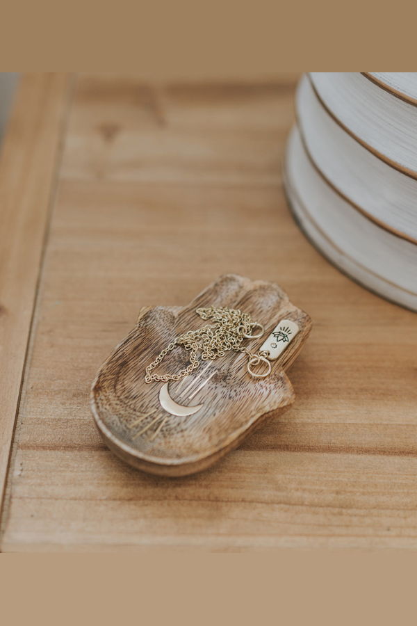 Matr Boomie Drishti Hamsa Jewelry Tray - Wood/Brass