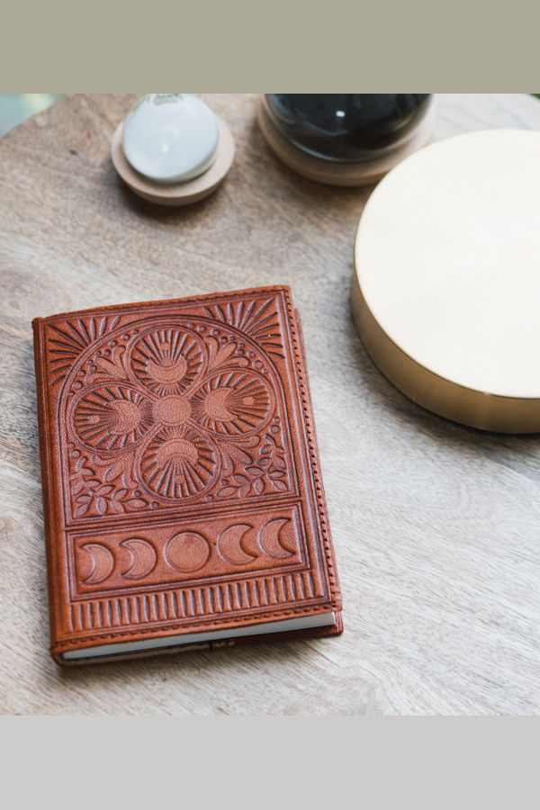 Matr Boomie Embossed Leather Journal - Moon Phase Design