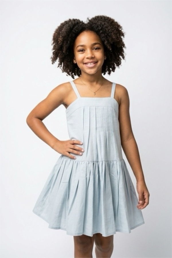 Kids Piper&Cloth Hikari Pintuck Dress - Bleues