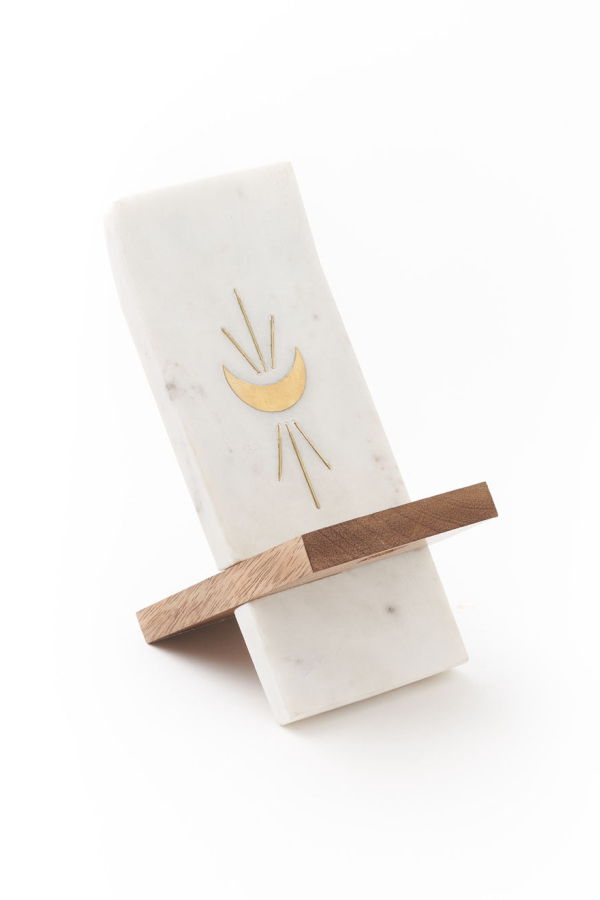 Matr Boomie Indukala Moon Phase Phone Stand - Wood/Marble/Brass