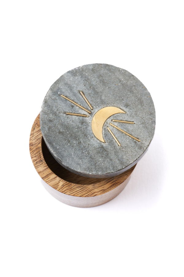 Matr Boomie Indukala Moon Phase Round Keepsake Box - Black Marble