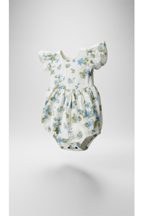 Piper&Cloth Josie Bubble Romper - Fleurs Bleues