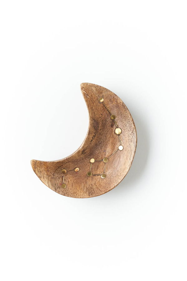 Matr Boomie Jyotisha Crescent Moon Jewelry Tray - Wood/Brass