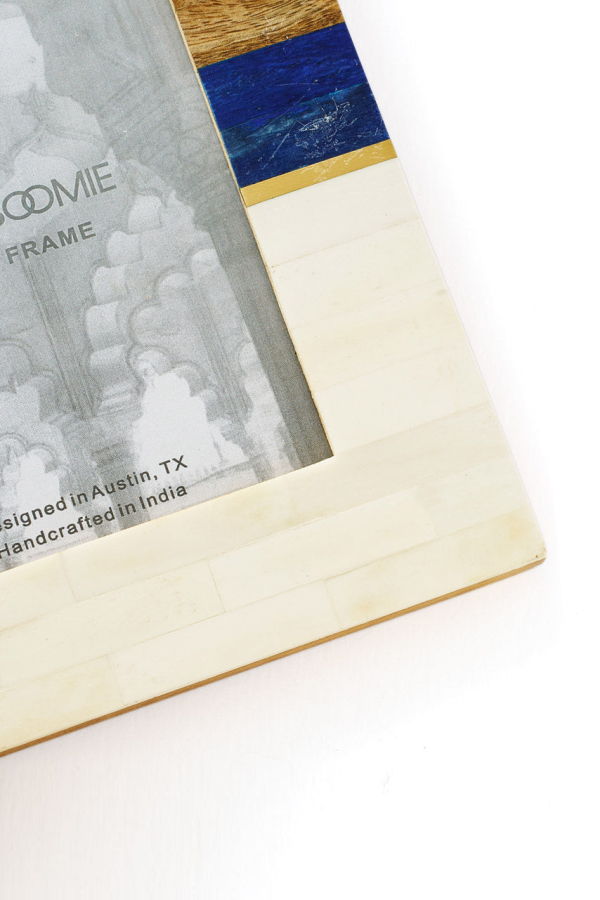 Matr Boomie Kaveri Striped Picture Frame - Carved Bone & Wood