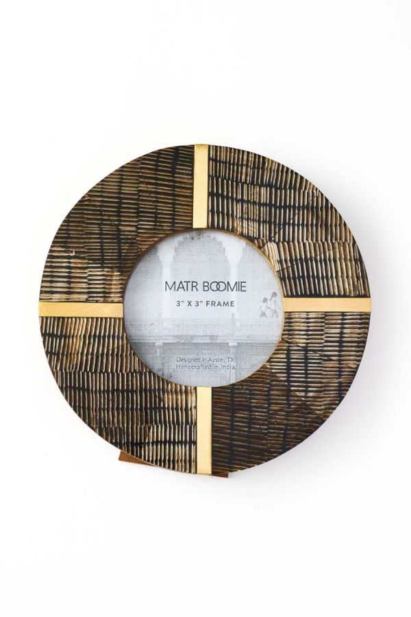 Matr Boomie Kerala Picture Frame - Carved Horn and Brass Inlay