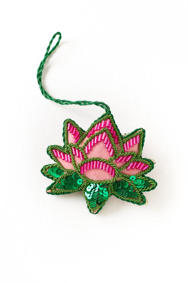 Matr Boomie Larissa Plush Lotus Beaded Felt Embroidered Ornament
