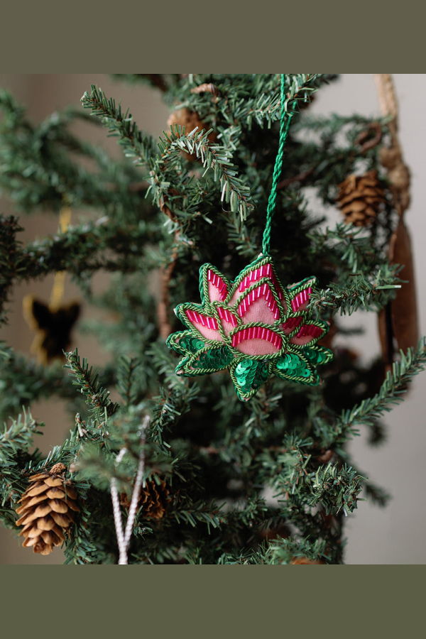 Matr Boomie Larissa Plush Lotus Beaded Felt Embroidered Ornament