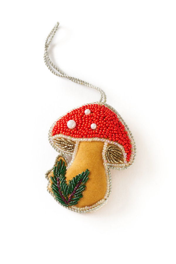Matr Boomie Larissa Plush Mushroom Beaded Felt Ornament - Embroidered