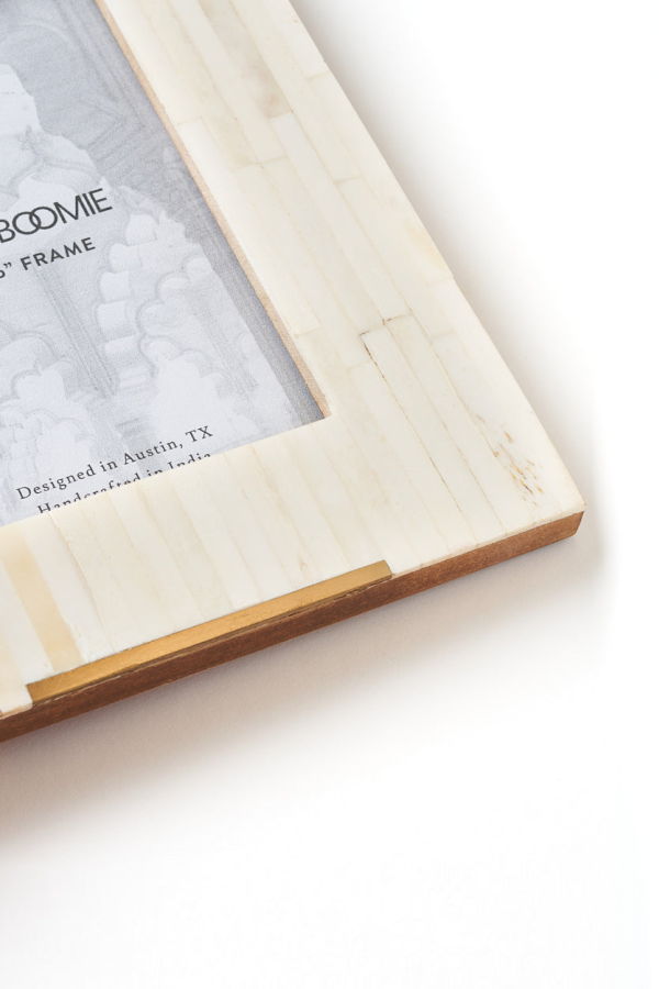 Matr Boomie Mukhendu Picture Frame - Carved Bone, Brass Accent