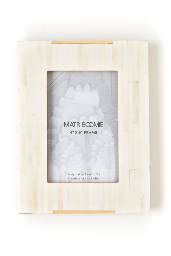 Matr Boomie Mukhendu Picture Frame - Carved Bone, Brass Accent