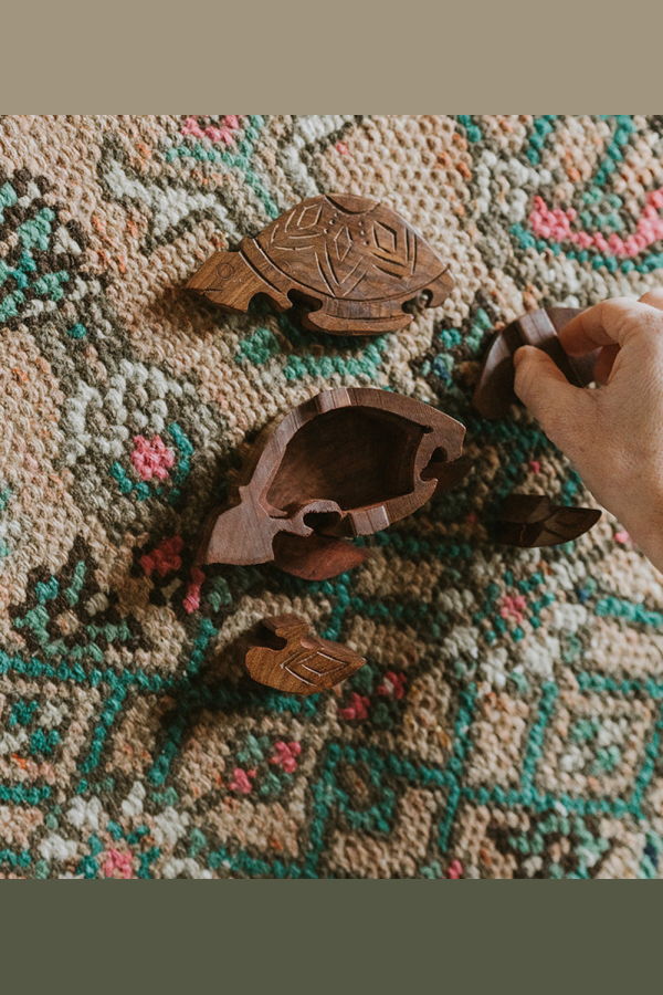 Matr Boomie Sea Turtle Puzzle Box - Sustainably Sourced Hand Carved Wood
