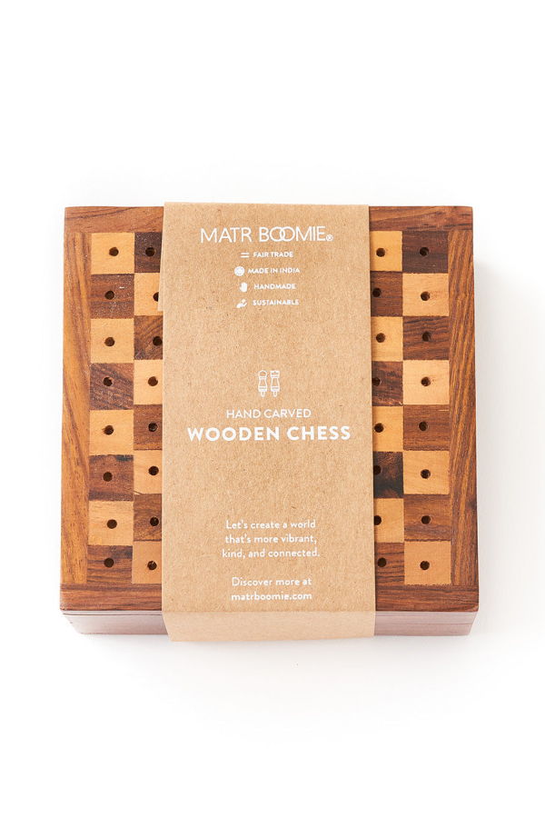 Matr Boomie Travel Chess Game - Handcrafted Wood Pegs