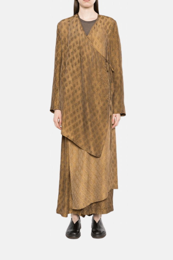 Uma Wang Mustard Diamond Jacquarded Kunto Warp Jacket