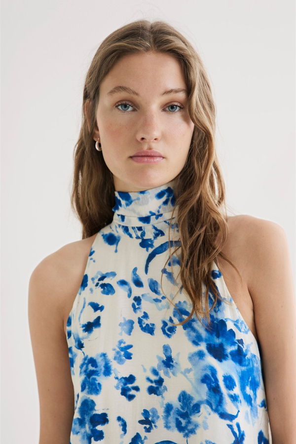 YERSE Long Halter Dress with Bow