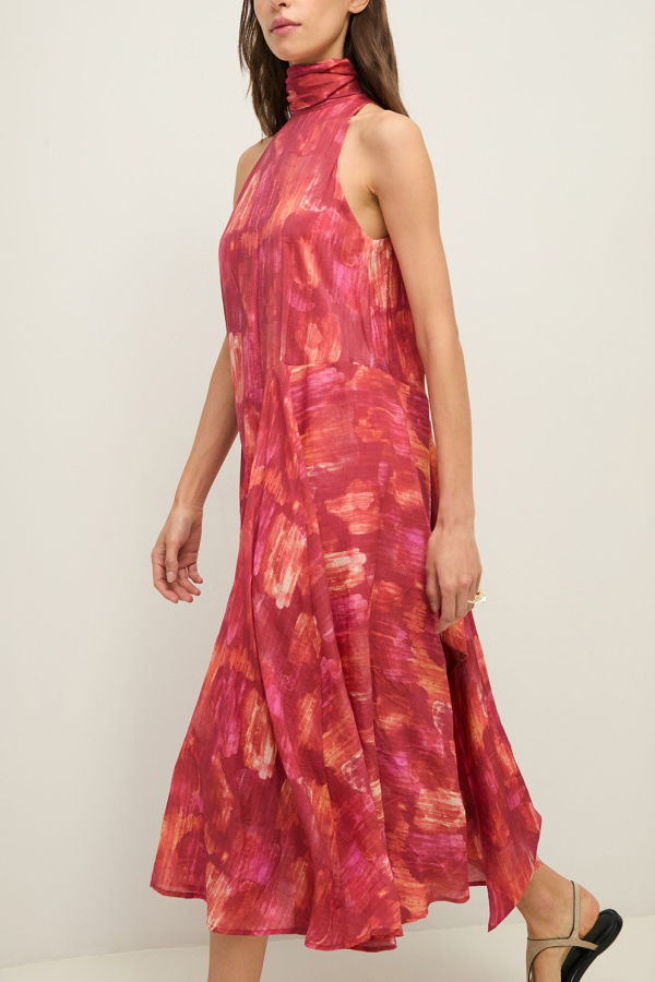 YERSE Long Halter Dress with Bow