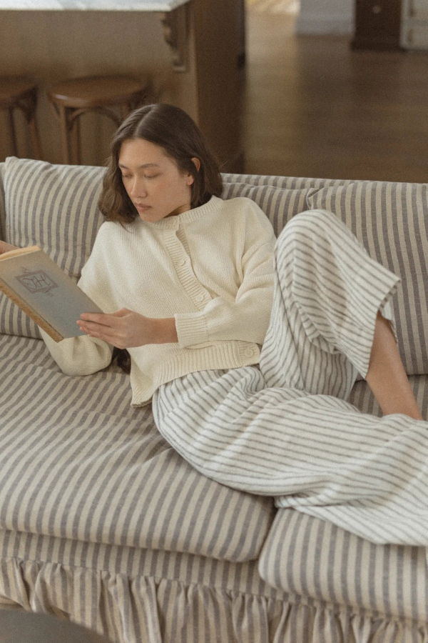 Gillian Stevens Olive Pant - Vintage Stripe