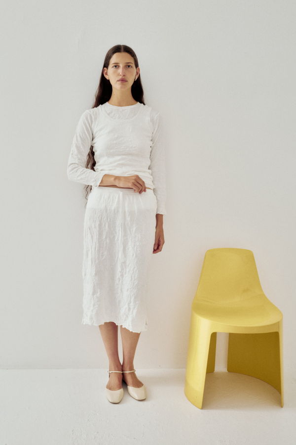 SAYAKA DAVIS NEW YORK Crinkled Knit Skirt - White