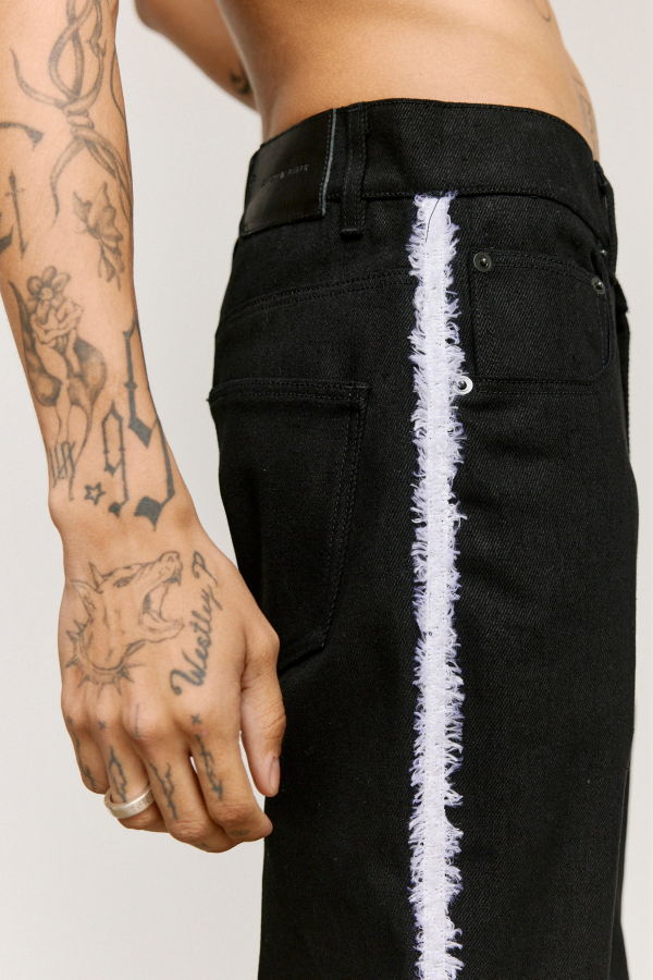 Ernest W. Baker Black Organic Denim Trim Flare Jeans
