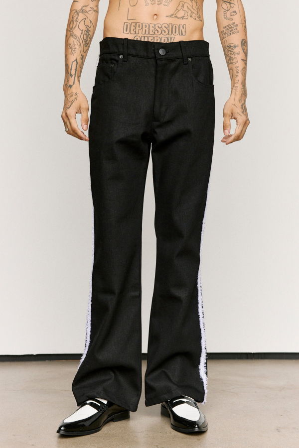 Ernest W. Baker Black Organic Denim Trim Flare Jeans