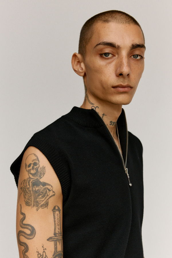 Ernest W. Baker Viscose Zipper Sleeveless Polo