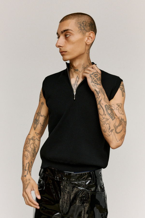 Ernest W. Baker Viscose Zipper Sleeveless Polo