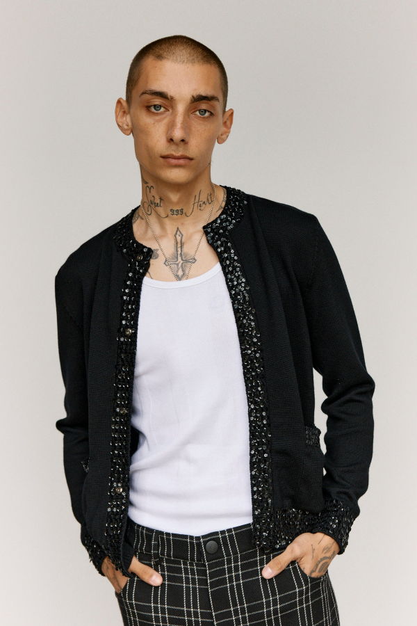 Ernest W. Baker Wool Sequin Trim Cardigan