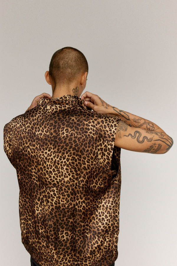 Ernest W. Baker Cheetah Viscose Sleeveless Track Jacket
