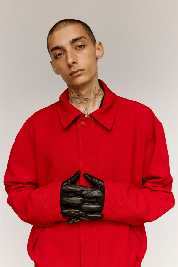Ernest W. Baker Red Viscose Bomber Jacket