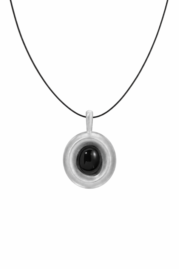 MAANCY Full Moon Leather Cord Necklace