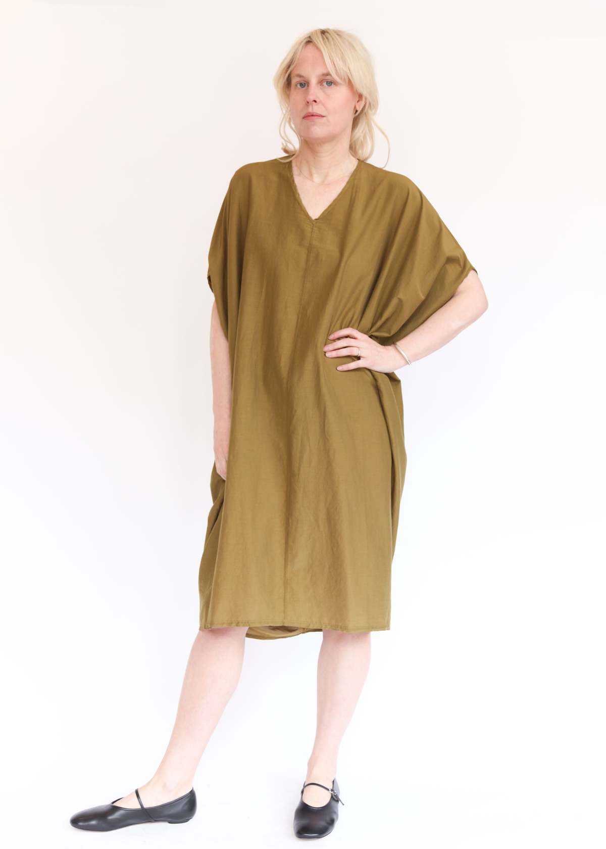 Black Crane Draped Dress - Dark Olive - Image 2 of 8