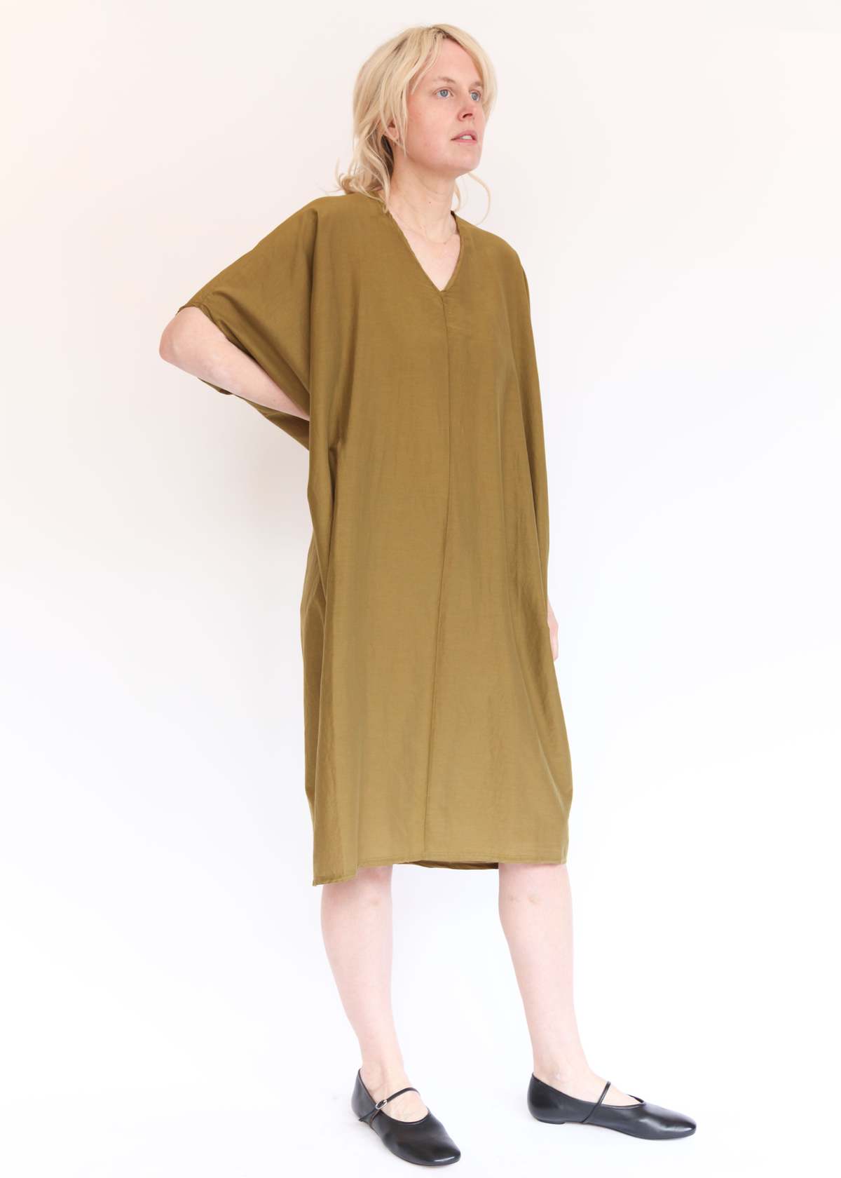 Black Crane Draped Dress - Dark Olive - Image 4 of 8
