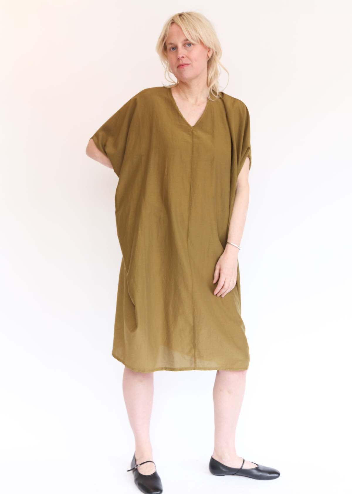 Black Crane Draped Dress - Dark Olive - Image 8 of 8