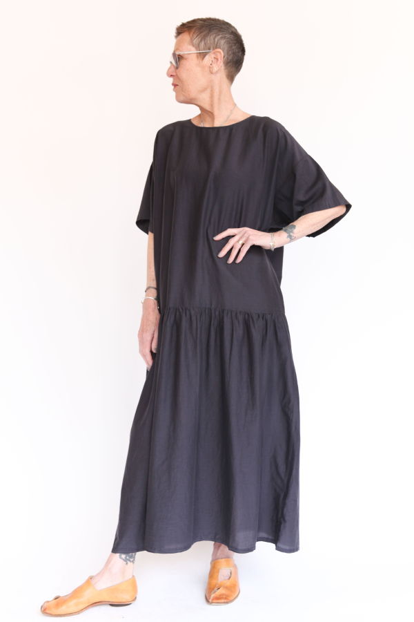 Black Crane Easy Dress - Faded Black