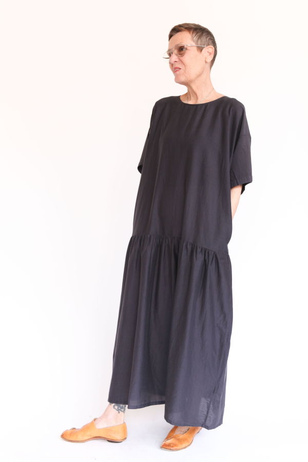 Black Crane Easy Dress - Faded Black