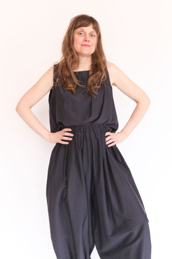 Black Crane Twisted Tank Top - Faded Black