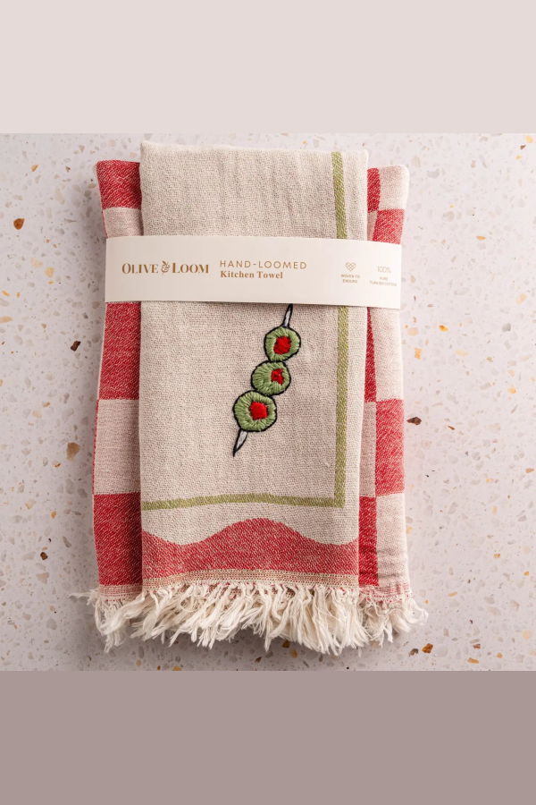 Olive & Loom Olive Hand Stitched Kitchen Towel Set