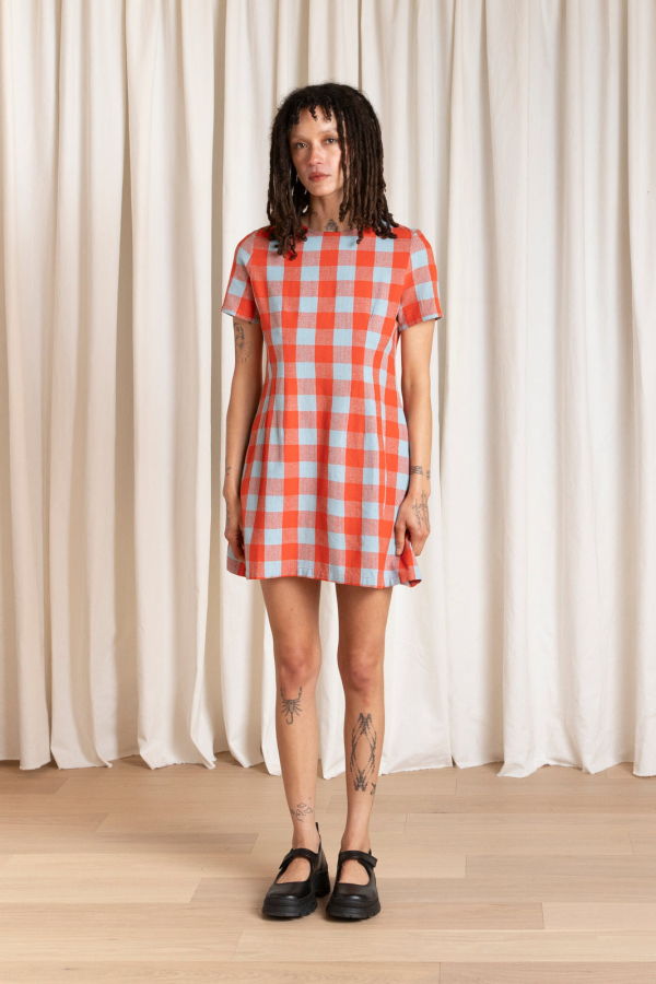 Ali Golden Plaid Mini Dress