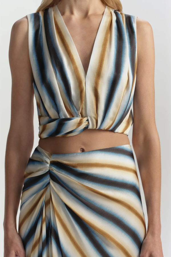 A.L.C. Brooklyn Top - Tahoe Blue/ Milk Chocolate