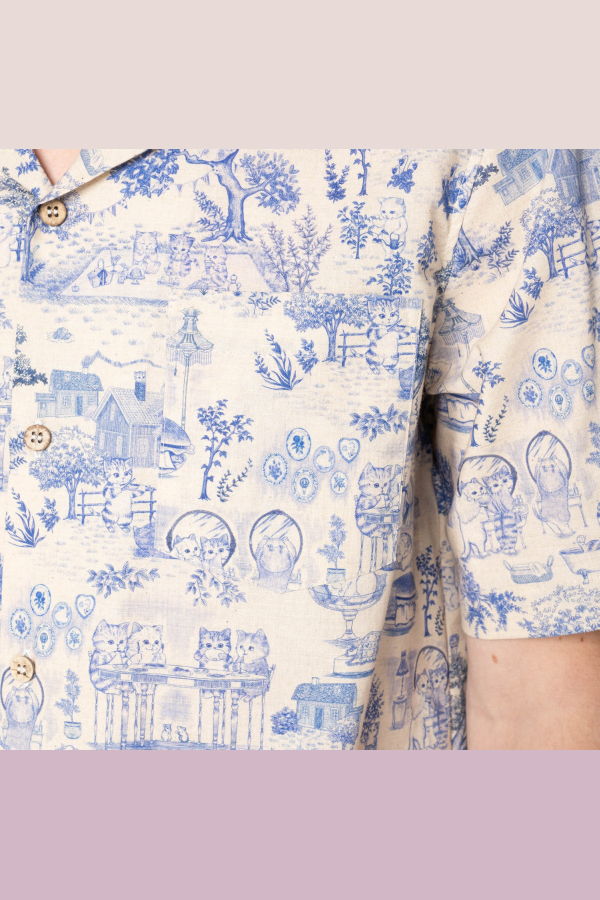Naked & Famous S/S Aloha Shirt Linen Cats