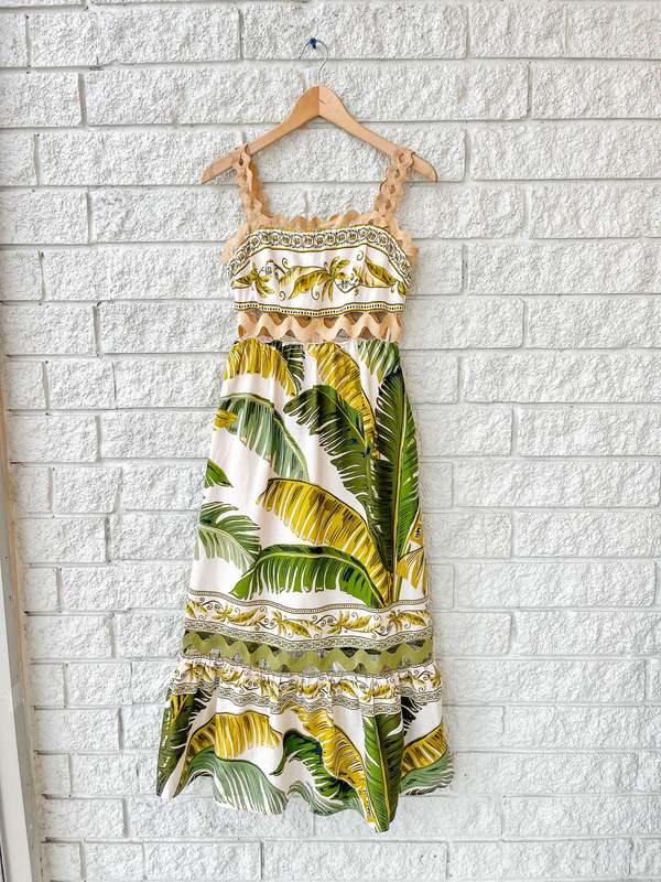 farm rio yellow sleeveless maxi dress FARM Rio Bananas Maxi Wrap Dress | Yellow | Size XS