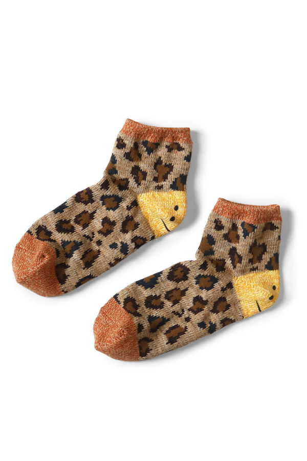 Kapital 84 Yarns Rainbowy Happy Heel Leopard Ankle Socks