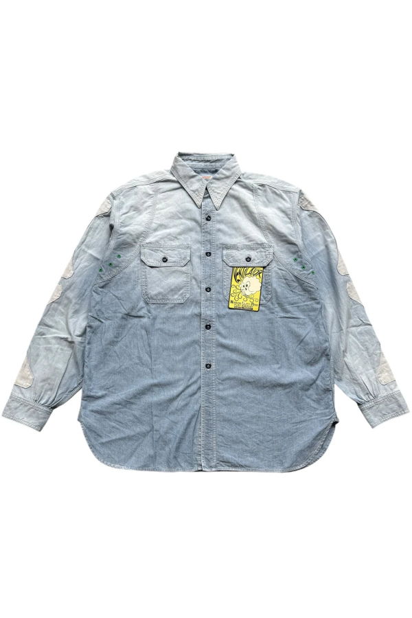 Kapital Chambray 2 Tones Bone Patch Ventilator Work Shirt