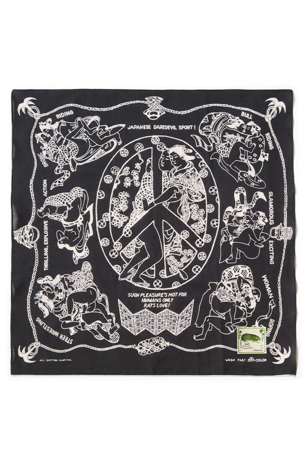 Kapital Fastcolor Selvedge Bandana - Black/Yobai